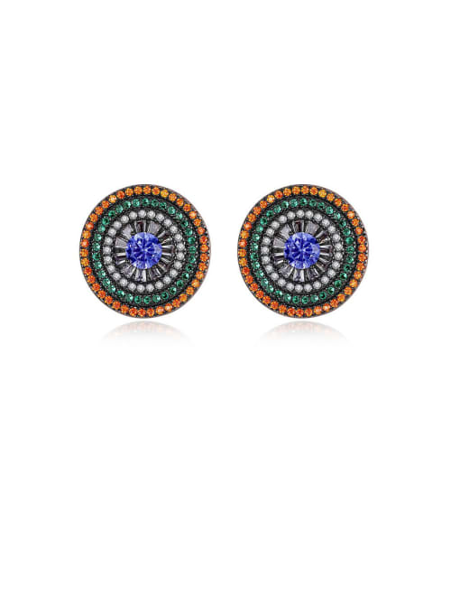 BLING SU Copper With Gold Plated Vintage Round Cluster Earrings