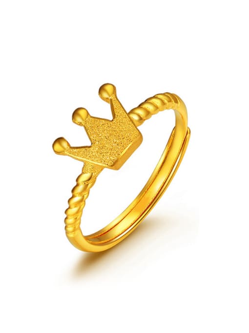 golden Women Gold Plated Crown Shaped Ring