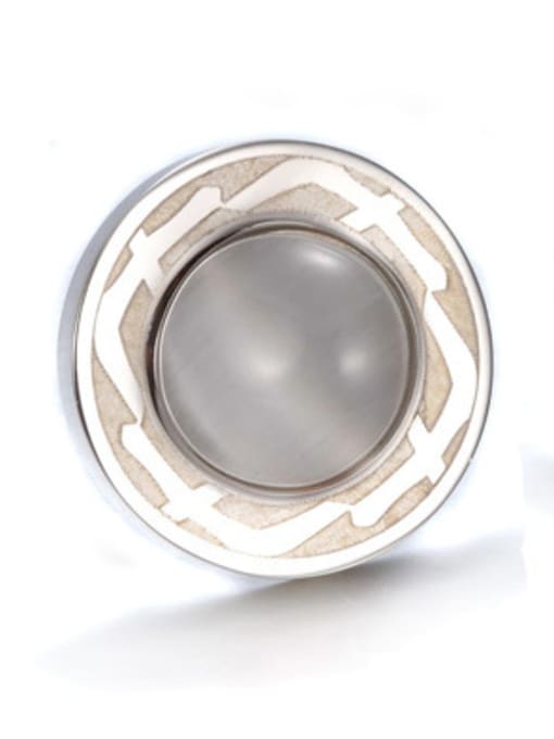 White European And American Titanium Steel Opal Round stud Earring