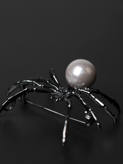 SILVER MI Personality Spider Shell Pearl Brooch 0