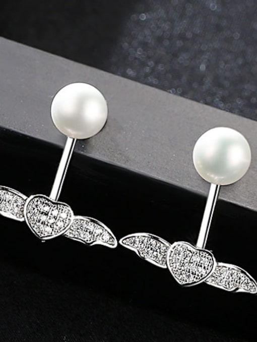 White 925 Sterling Silver with 3A zircon 7-75mm steamed bread ear studs