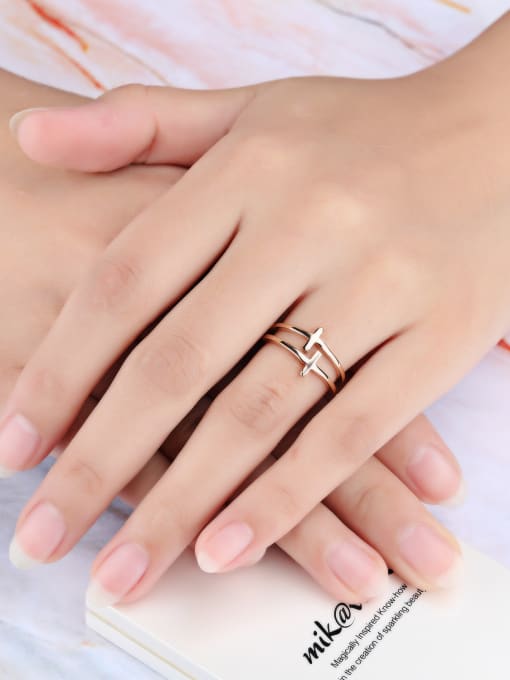 Open Sky Stainless Steel With Rose Gold Plated Fashion Cross Rings 1