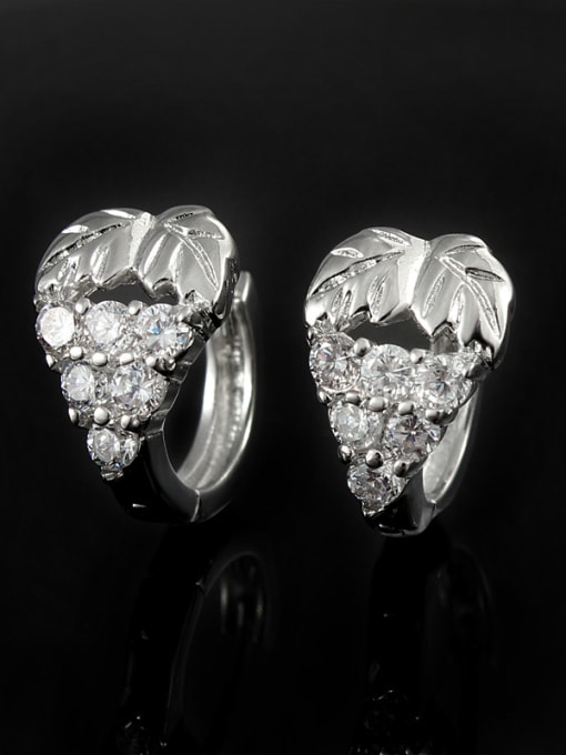 SANTIAGO 18K Platinum Plated Grape 4A Zircon Clip Earrings 0