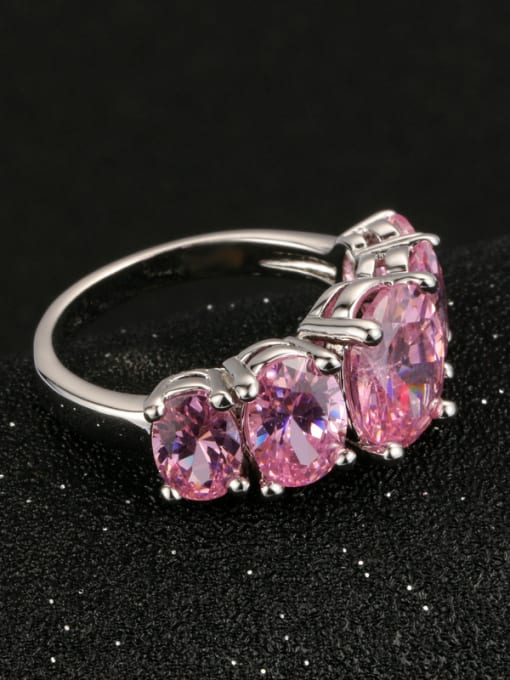 ZK Luxury Pink Zircons High Quality Copper Ring 2