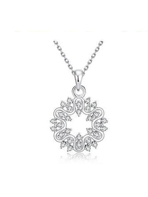 Platinum Simple Flower Zircon Women Necklace