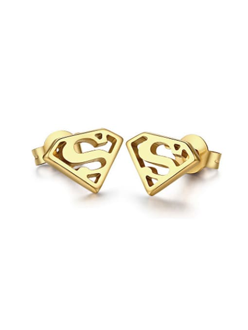 golden Trendy Gold Plated Triangle Style Stud Earrings