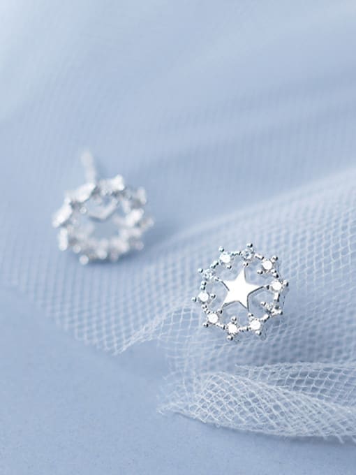 Rosh 925 Sterling Silver With Silver Plated Trendy Star Stud Earrings 1