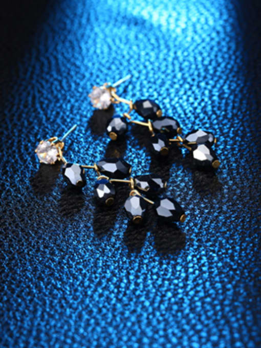 Black Exquisite Branch Shaped Crystals Stud Earrings