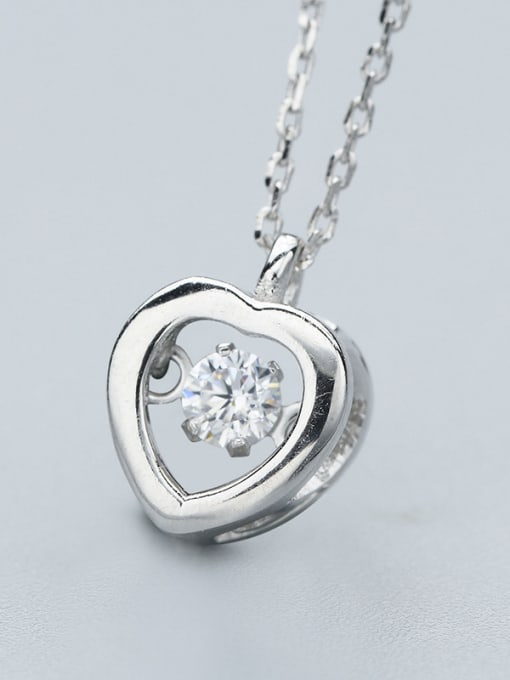 One Silver Heart Zircon necklace 2