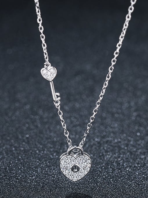 UNIENO 925 Sterling Silver With Platinum Plated Cute Heart Necklaces 0