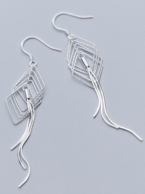Rosh 925 Sterling Silver With Platinum Plated Trendy Geometric Hook Earrings 2