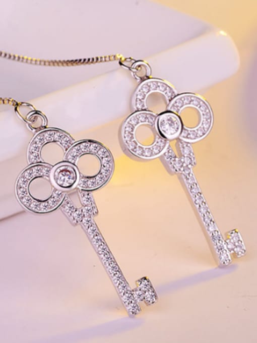 AI Fei Er Fashion Cubic Zirconias Key Imitation Pearl Line Earrings 2