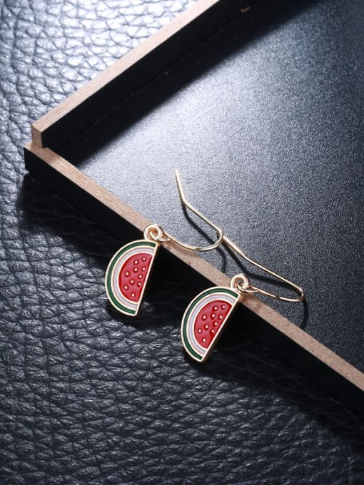 Ronaldo Elegant Watermelon Shaped Enamel Drop Earrings 1