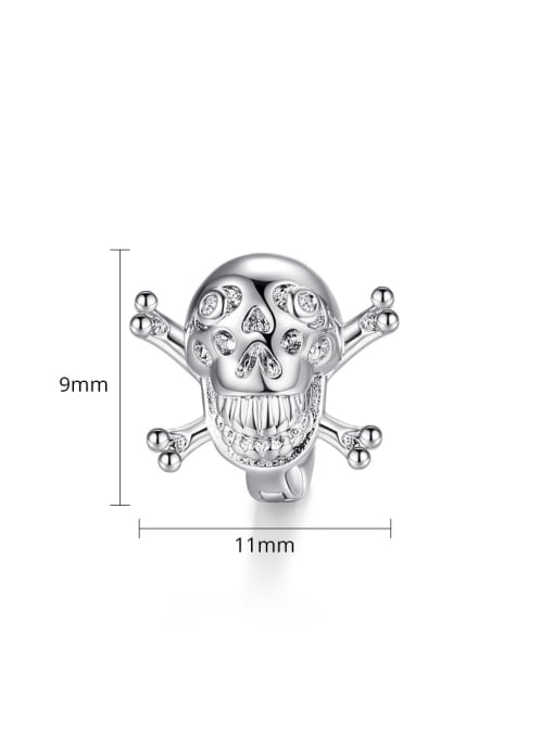 BLING SU Copper With White Gold Plated Punk Skull Stud Earrings 3