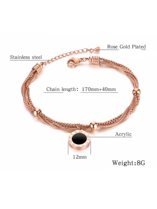 Open Sky Stainless Steel With Rose Gold Plated Trendy Round Rome number Bracelets 2