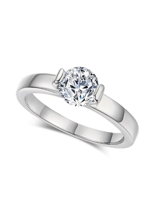 White  6.5# Classical and Simple Engagement Ring with Zircon
