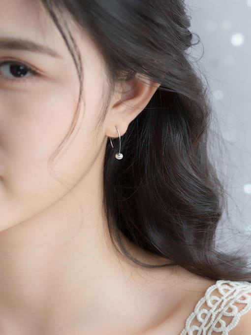 Rosh Personality Hollow Geometric Shaped Pearl Silver Drop Earrings 1