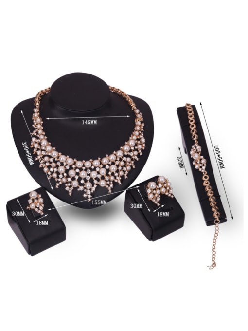 BESTIE Alloy Imitation-gold Plated Fashion Artificial Pearl and Rhinestones Four Pieces Jewelry Set 2