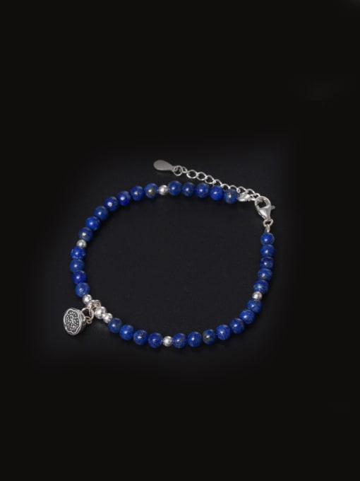 SILVER MI National Style Natural Lapis Lazuli Bracelet