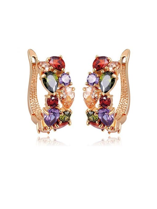 BLING SU Copper With Rose Gold Plated Luxury Water Drop Clip On Earrings