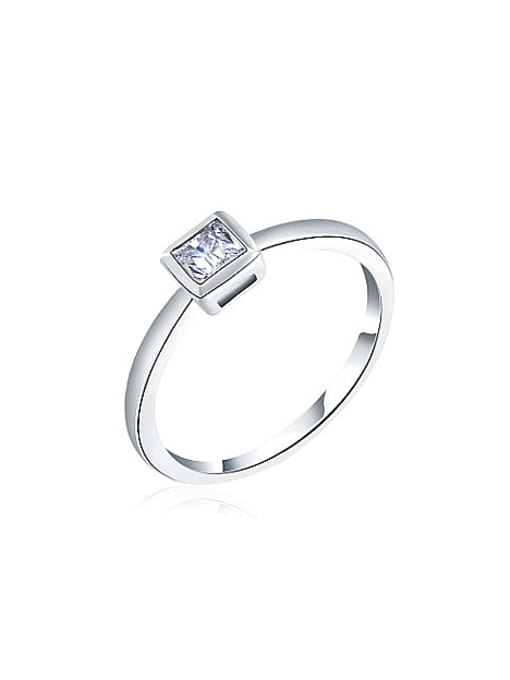 Ronaldo Simply White Gold Plated Rhinestone Square Shaped Ring 0