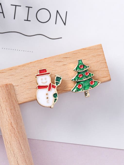 C Snowman Christmas Tree Alloy With Gold Plated Cute Drop Earrings