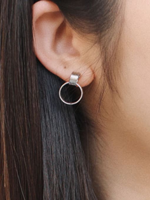 DAKA Personalized Double Circles Silver Stud Earrings 1