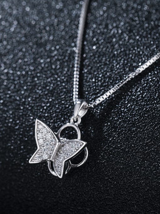UNIENO 925 Sterling Silver With Platinum Plated Cute Butterfly Necklaces 1