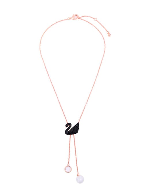 KM Elegant Swan Shaped Pendant Women Short Necklace 0