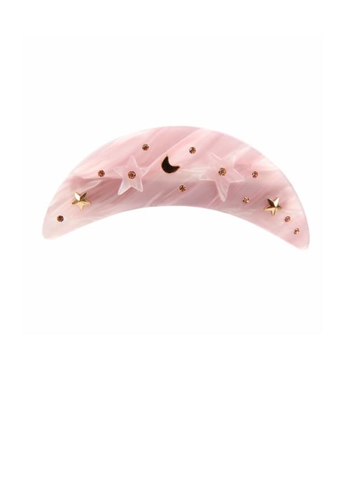 Original - Pink Large Alloy With Cellulose Acetate  Fashion Moon Barrettes & Clips
