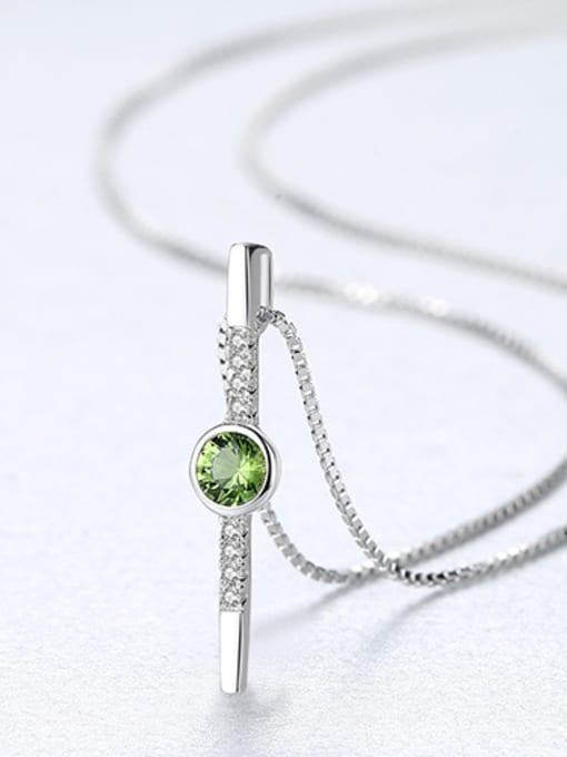 Green Sterling Silver Green Crystal with 3A Zircon Necklace