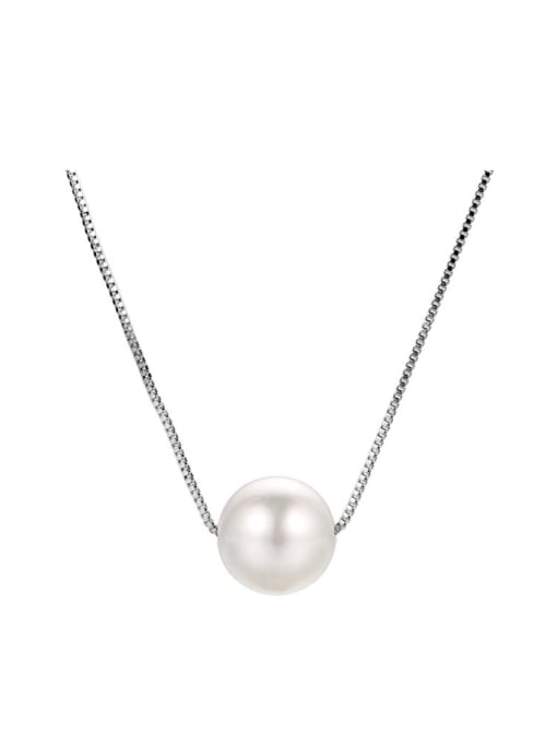 white 2018 Copper Alloy 18K Gold Plated Simplism Pearl Necklace