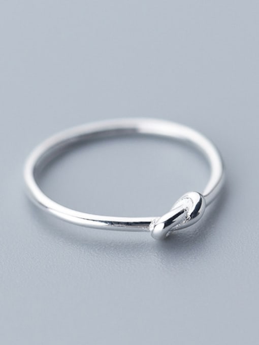Rosh 925 Sterling Silver With Platinum Plated Simplistic Irregular Tie Free Size Tail Ring 1