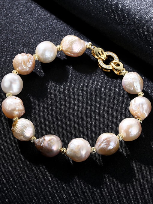 CCUI Pure silver plating 18K-gold Baroque natural pearl bracelet 1