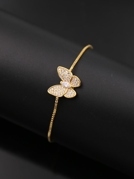 Gold + White Butterfly Copper Bracelet