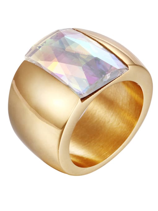 AB color 8 code Titanium With 18k Gold Plated Fashion Square Party Multistone Rings