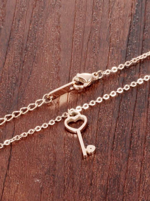 Open Sky Simple Heart Key Pendant Rose Gold Plated Necklace 1