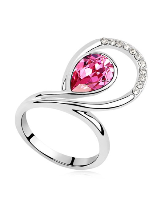 pink Exaggerated Water Drop austrian Crystal Alloy Ring