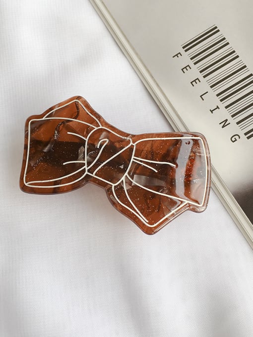 Coffee color Alloy With Cellulose Acetate Fashion Bowknot Barrettes & Clips