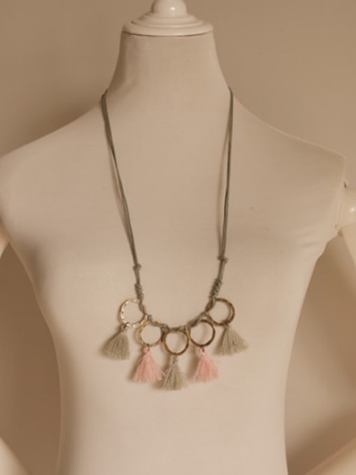 Dandelion Women Ethnic Style Circle Tassels Necklace 1