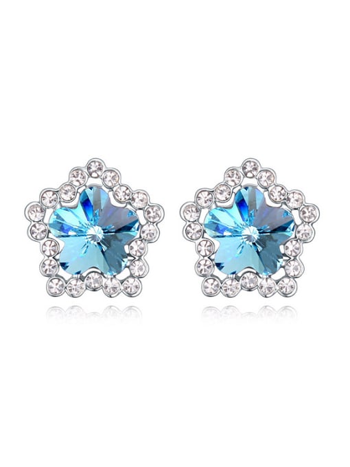 blue Fashion Shiny austrian Crystals-studded Star Alloy Stud Earrings