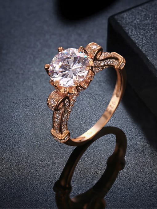 Ronaldo Exquisite Rose Gold Plated 925 Silver Zircon Ring 1