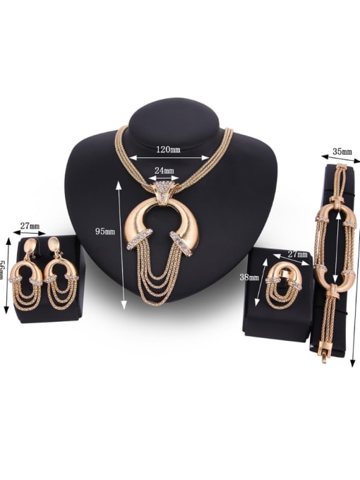 BESTIE Alloy Imitation-gold Plated Fashion Rhinestones Exaggerated Four Pieces Jewelry Set 2