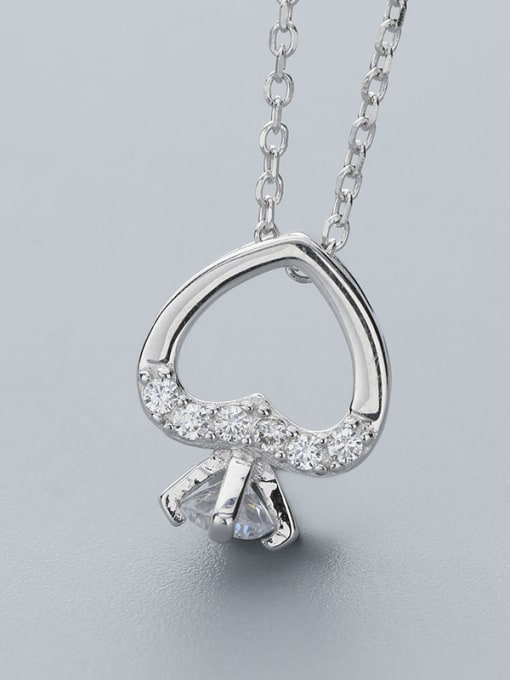 One Silver Lovely Heart-shaped Necklace 2
