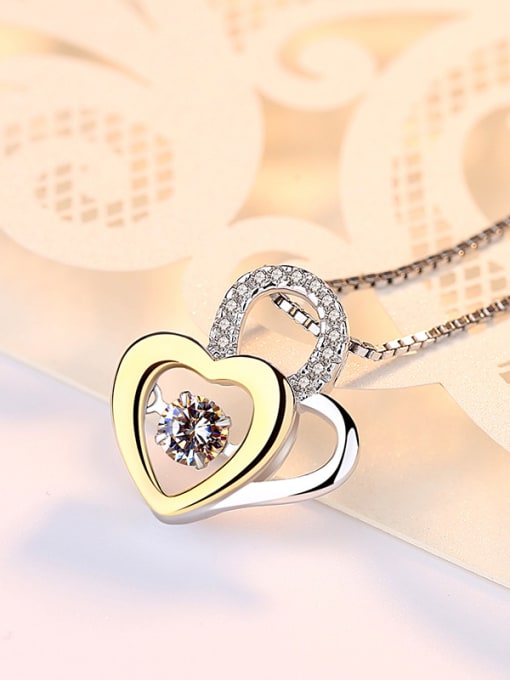 Peng Yuan Fashion Rotatable Cubic Zirconias Heart Lock 925 Silver Pendant 1