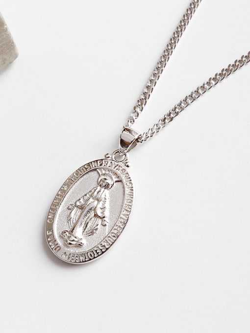 DAKA 925 Sterling Silver With Silver Plated Personality Virgin Mary Necklaces 2