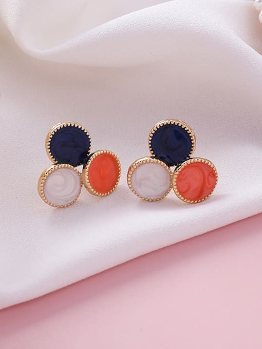 B thite Alloy With Gold Plated Fashion Round Stud Earrings