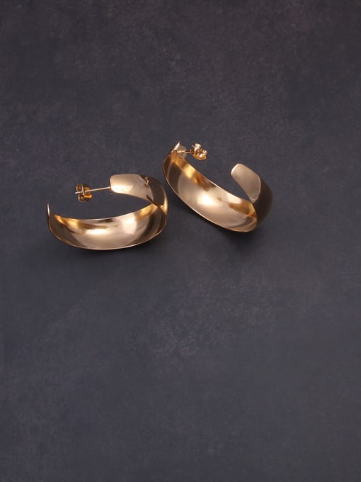 GROSE Titanium With Rose Gold Plated Simplistic Geometric Hoop Earrings 3