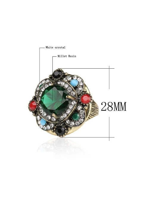 Gujin Bohemia style Retro Resin stones White Crystals Alloy Ring 4