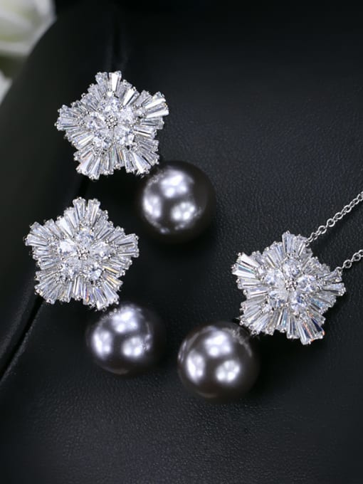 L.WIN Snowflake Zircon Pearl Jewelry Set 3